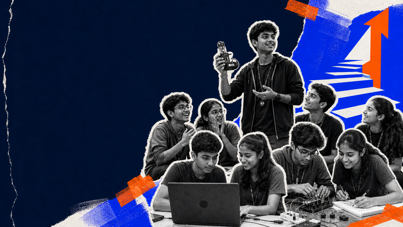 AAROH students presenting, coding and building electronics