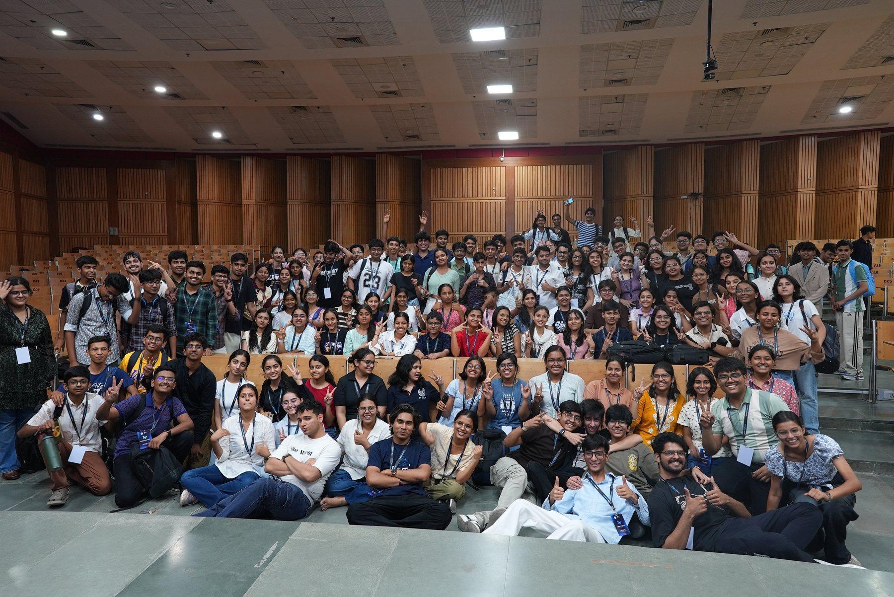 A large student cohort gathered in an auditorium